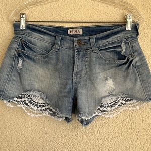 Mudd denim shorts with lace SIZE 9